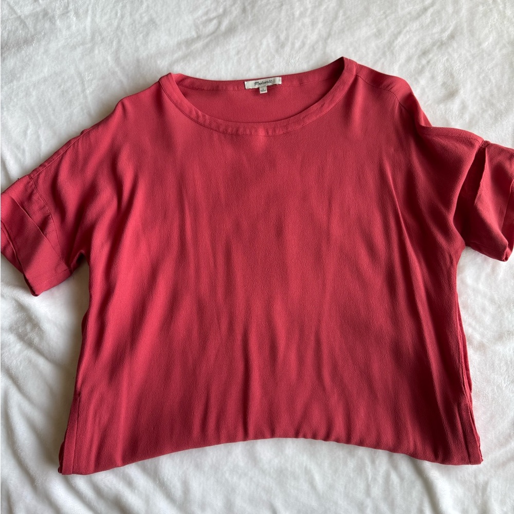 Madewell Coral Flowy Dress with Side Button detail